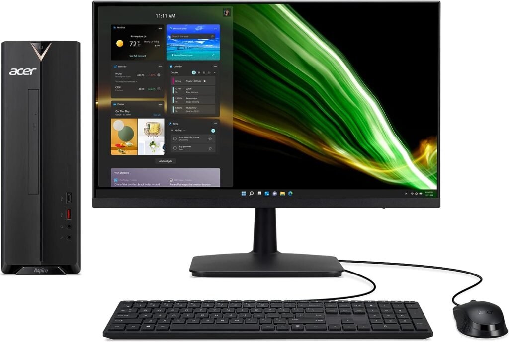 Acer Aspire XC-1660G-UW94 Desktop with 23.8” Full HD Monitor | 10th Gen Intel Core i3-10105 Processor | 8GB DDR4 | 256GB SSD | 8X DVD | Wireless Wi-Fi 6 AX201 | Bluetooth 5.2 | Windows 11 Home