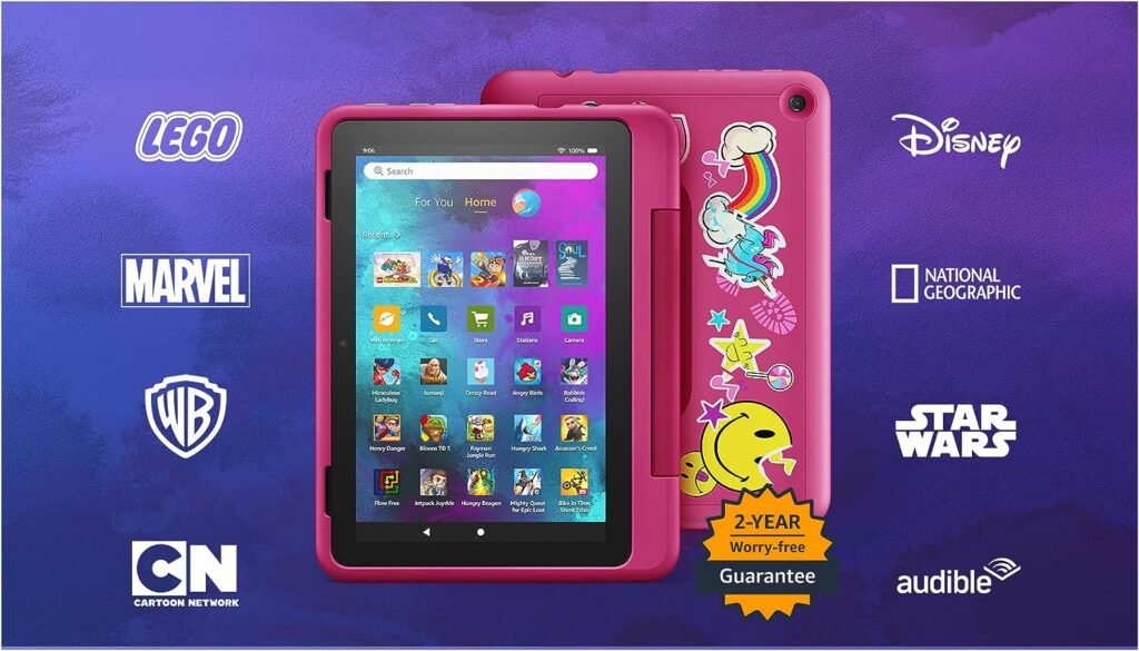 Amazon Fire HD 8 Kids Pro tablet, 8 HD display, ages 6-12, 30% faster processor, 13 hours battery life, Kid-Friendly Case, 32 GB, (2022 release), Rainbow Universe