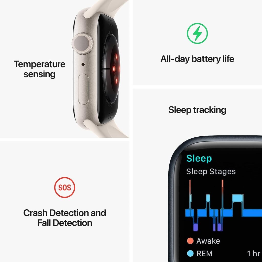 Apple Watch Series 8 [GPS 45mm] Smart Watch w/Midnight Aluminum Case with Midnight Sport Band - M/L. Fitness Tracker, Blood Oxygen  ECG Apps, Always-On Retina Display, Water Resistant