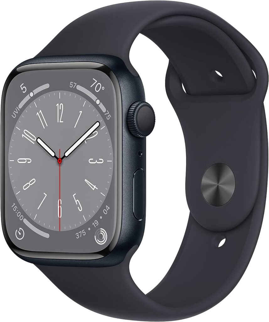 Apple Watch Series 8 [GPS 45mm] Smart Watch w/Midnight Aluminum Case with Midnight Sport Band - M/L. Fitness Tracker, Blood Oxygen  ECG Apps, Always-On Retina Display, Water Resistant