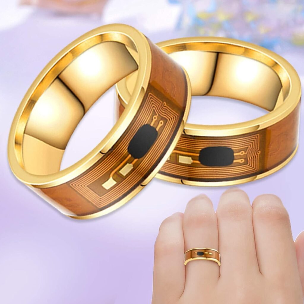 erDouckan Fashionable Creative Rings for Birthday Valentines Day Daily NFC Stainless Steel Phone Chip Dripping Oil Dual Dragon Pattern Smart Ring Gift