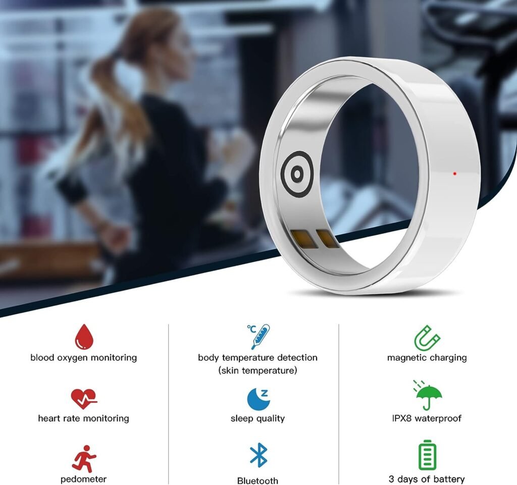 Fitiger Smart Ring, Activity Tracker Men/Women for Fitness  Health with Heart Rate, Sleep, Temperature, Pedometer, Blood Oxygen, APP Compatible with Android/iOS