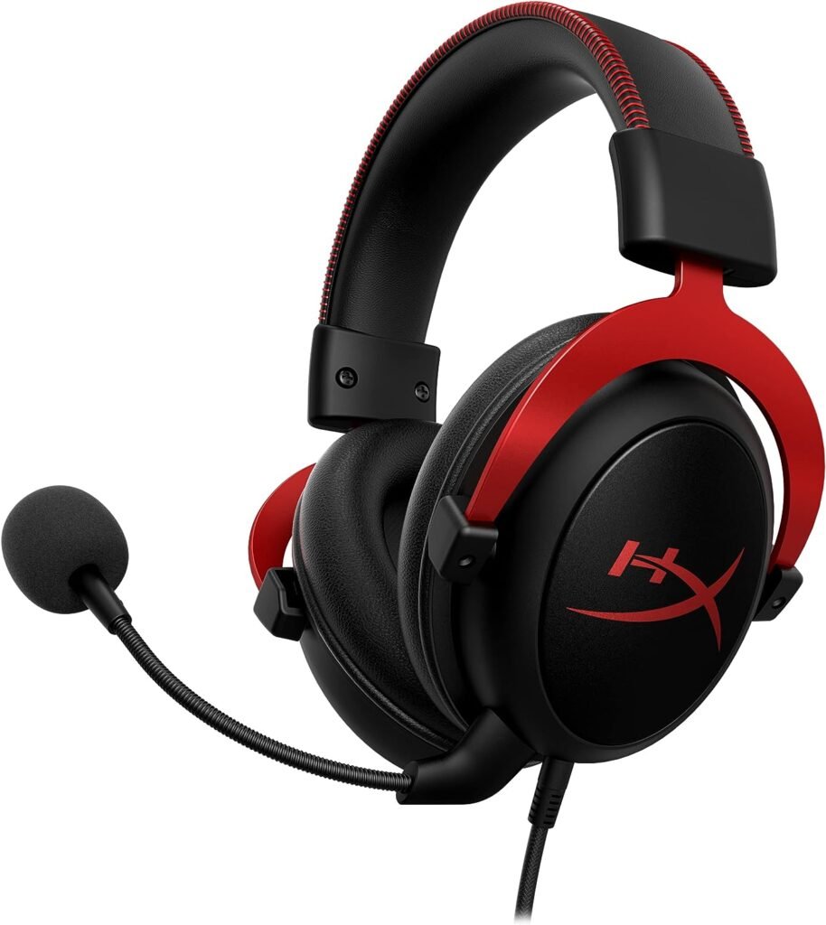 HyperX Cloud II - Gaming Headset, 7.1 Surround Sound, Memory Foam Ear Pads, Durable Aluminum Frame, Detachable Microphone, Works with PC, PS5, PS4, Xbox Series X|S, Xbox One – Red