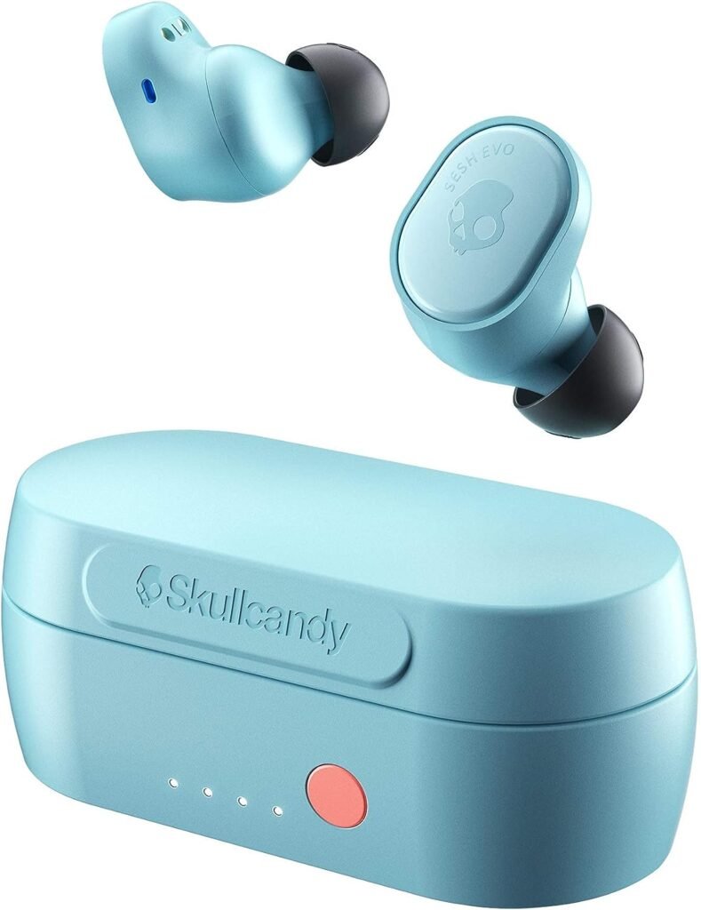 Skullcandy Sesh Evo In-Ear Wireless Earbuds, 24 Hr Battery, Microphone, Works with iPhone Android and Bluetooth Devices - Blue