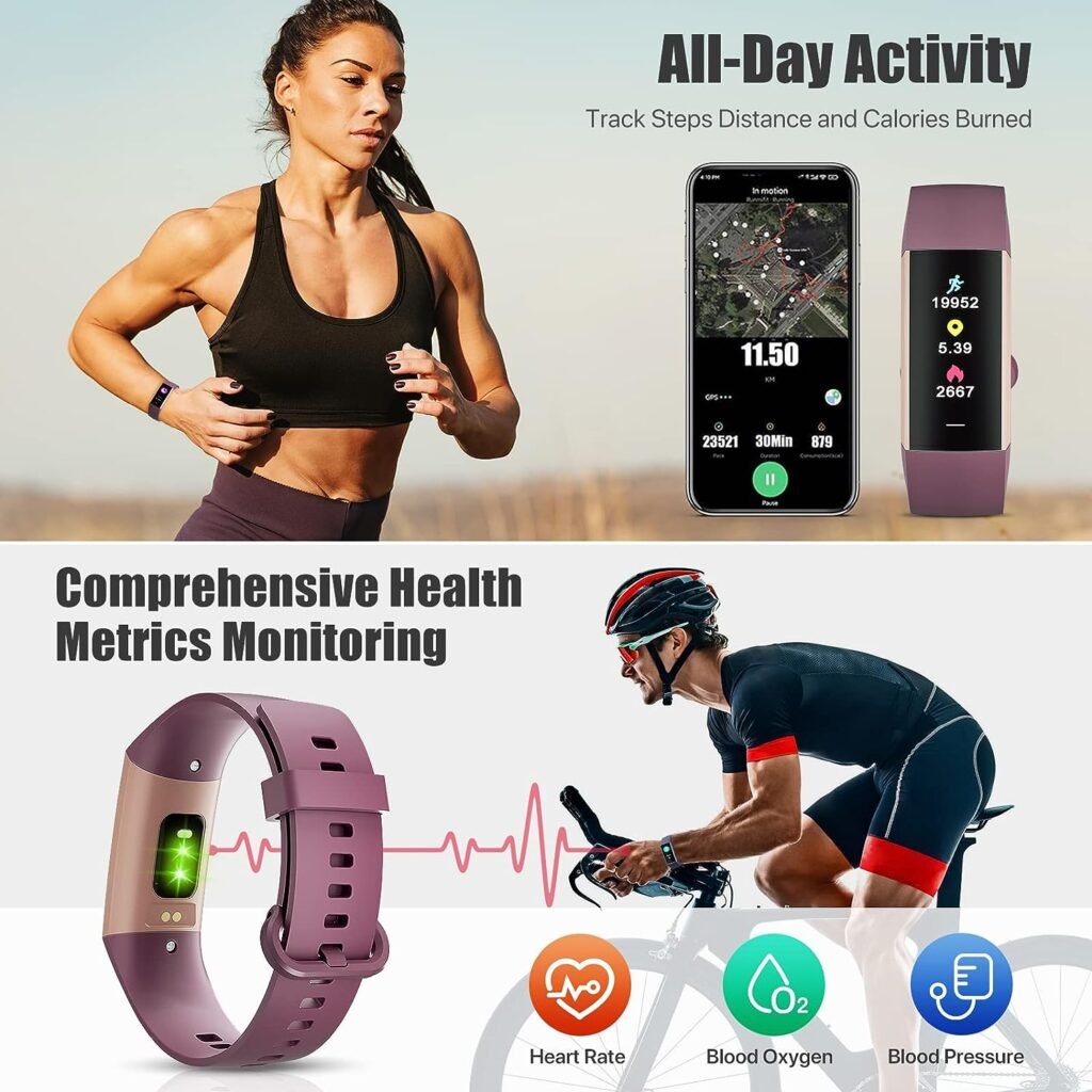ST-CARE Fitness Tracker,1.10AMOLED Touch Color Screen Activity Tracker with Step Counter/Calories/Stopwatch, Health Tracker with Heart Rate Monitor, Sleep Tracker,Pedometer Watch for Women Men Kids