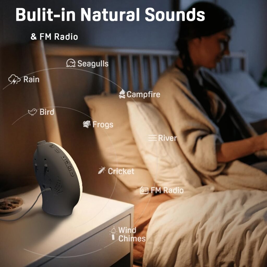 Wake Up Light Sunrise Alarm Clock for Kids, Heavy Sleepers, Bedroom, with Sunrise Simulation, Fall Asleep, Dual Alarms, FM Radio, Snooze, Nightlight, Colorful Lights, 7 Natural Sounds, Ideal for Gift